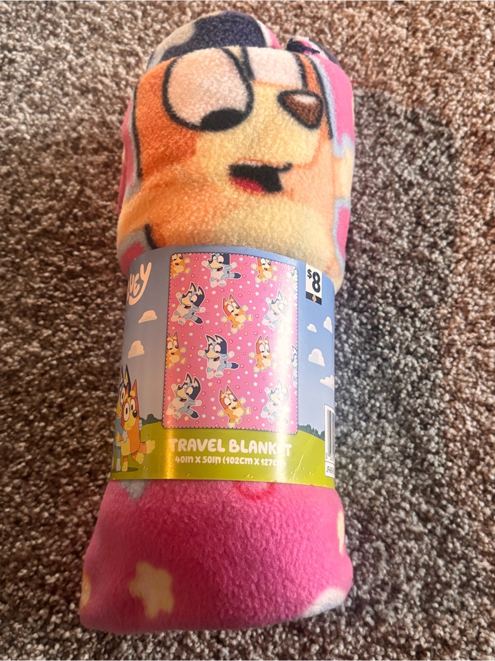 Bluey Pink Travel Blanket - Kids Plush Throw